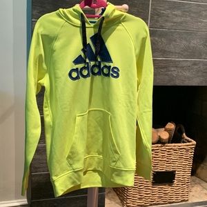 Adidas neon hoodie with blue rims